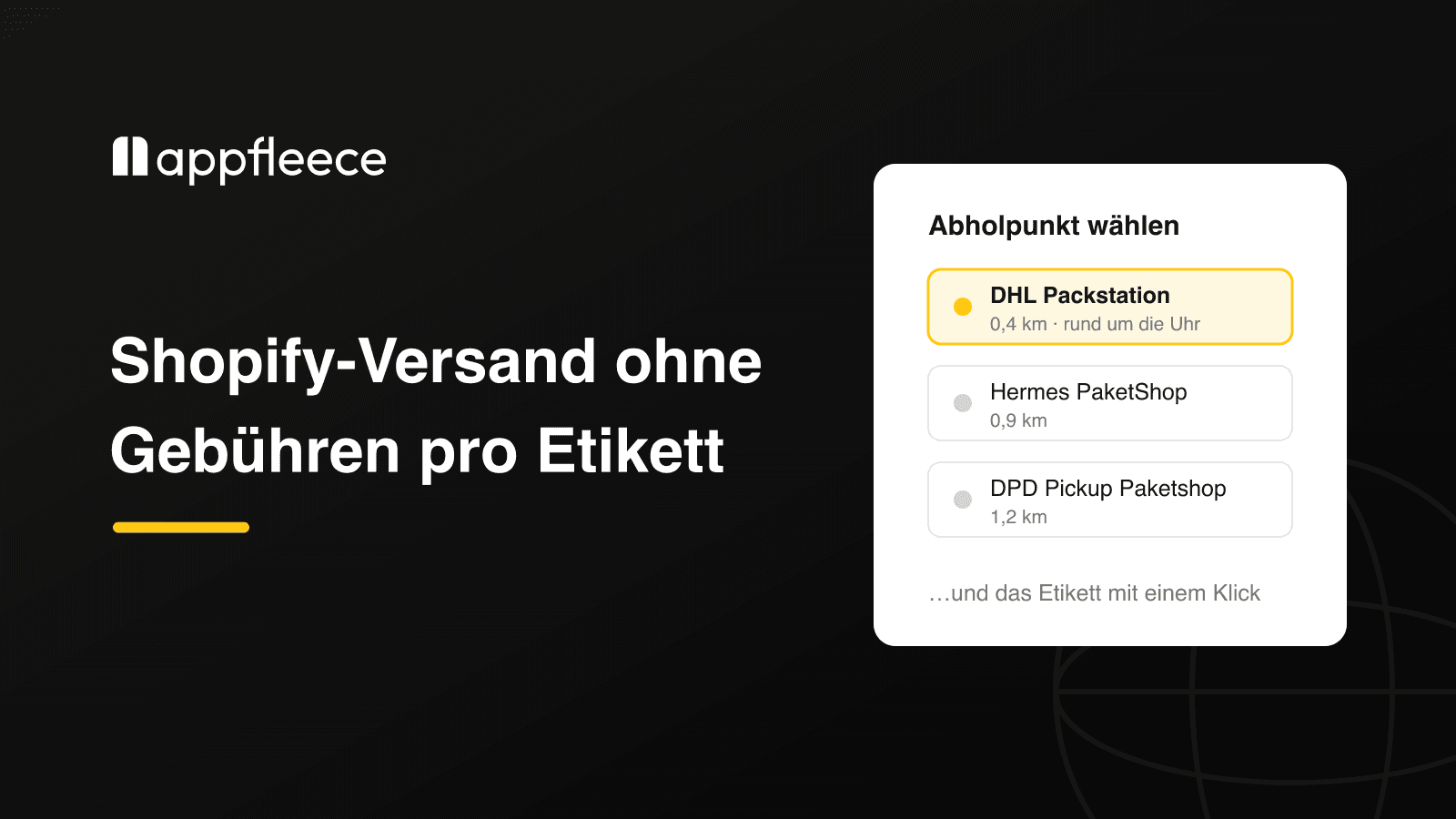 Auswahl von Packstationen und Paketshops sowie Etikettendruck auf Shopify