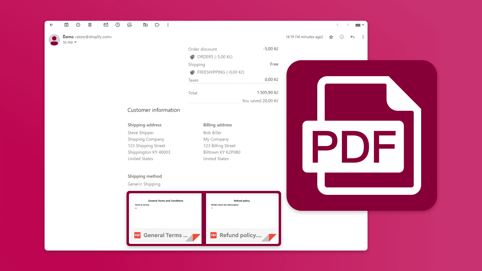 Anhängen einer PDF-Datei mit AGB an eine Bestellbenachrichtigungs-E-Mail in Shopify